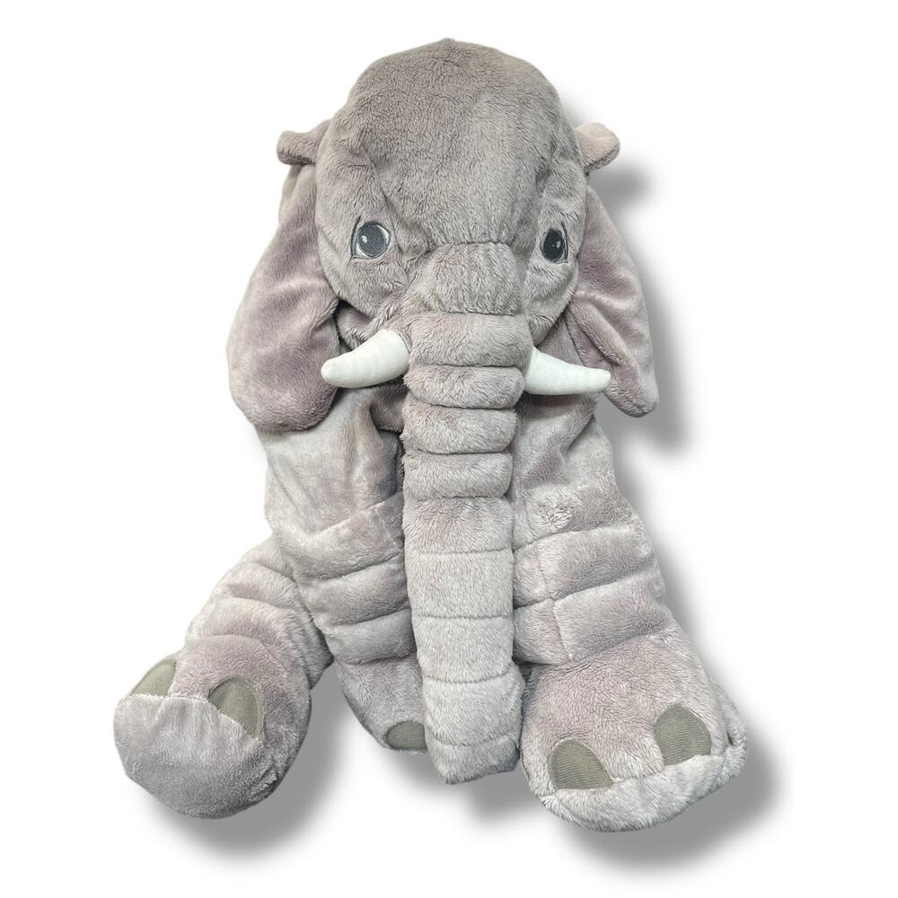 IKEA Klappar Elephant Plush Stuffed Animal Grey Safari Pillow Decor 23" Large